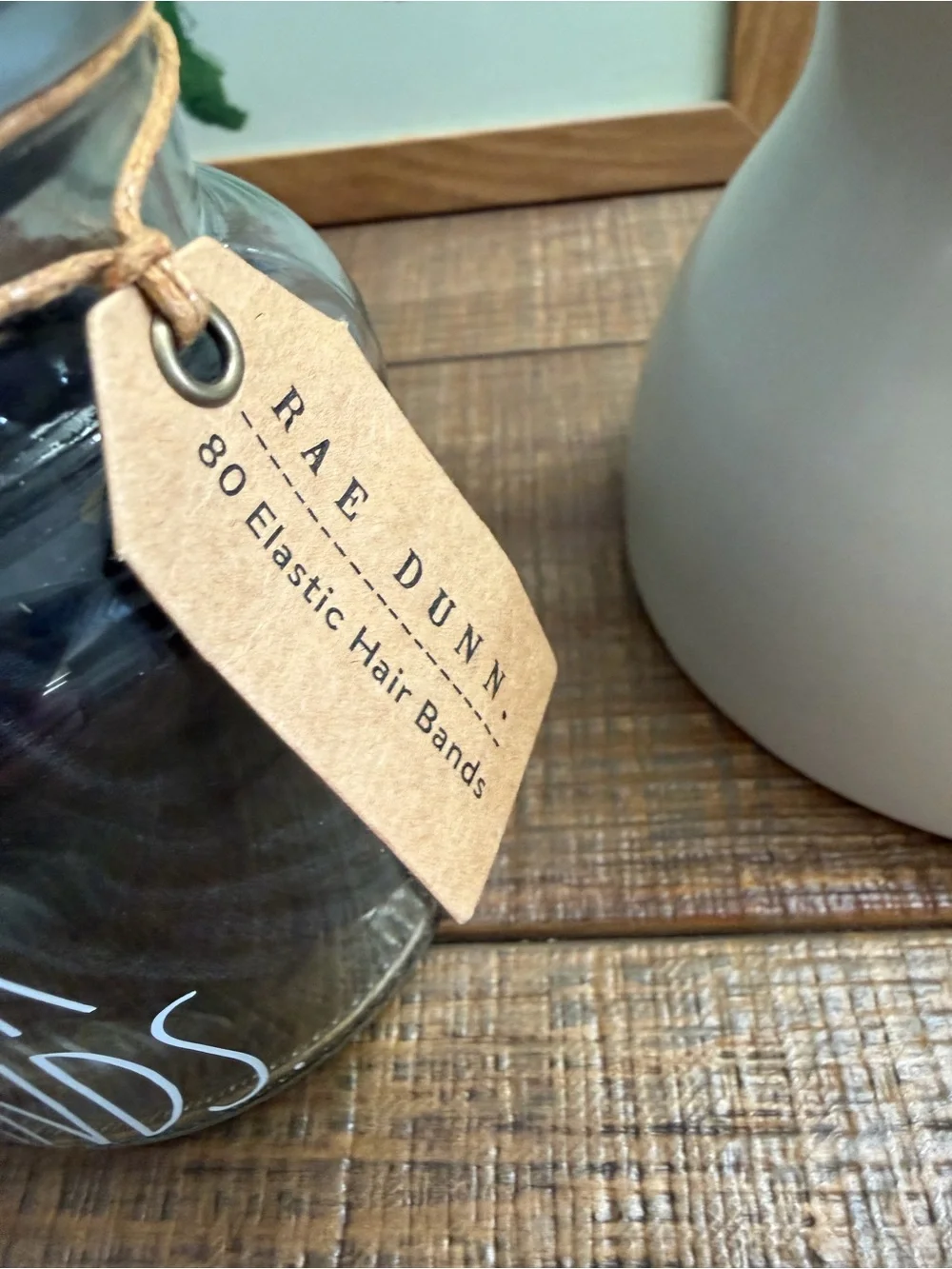 Rae Dunn Black Glass Hair Bands Jar with Black Lid
